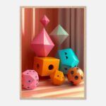 colorful geometric shapes nursery wall art with wooden frame