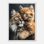 Maine Coon mother and kitten nursery wall art