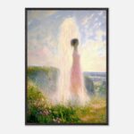 impressionist female figure nursery wall art with wooden frame