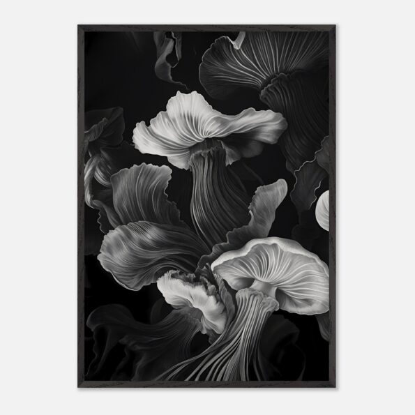 monochrome petal nursery wall art with wooden frame