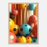 colorful polka dot nursery wall art with wooden frame