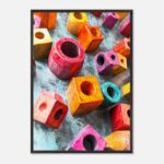 colorful blocks nursery wall art with wooden frame