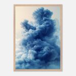 blue cloud nursery wall art with wooden frame