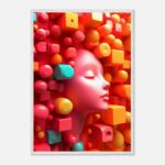 surreal geometric nursery wall art with wooden frame