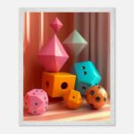 colorful geometric shapes nursery wall art with wooden frame