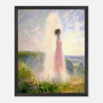 impressionist female figure nursery wall art with wooden frame