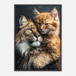 Maine Coon mother and kitten nursery wall art