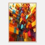 colorful geometric nursery wall art with wooden frame