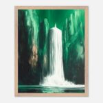 green waterfall nursery wall art with wooden frame