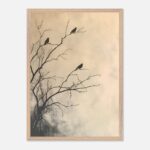 minimalist tree nursery wall art with wooden frame
