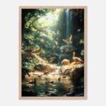 serene jungle nursery wall art with wooden frame