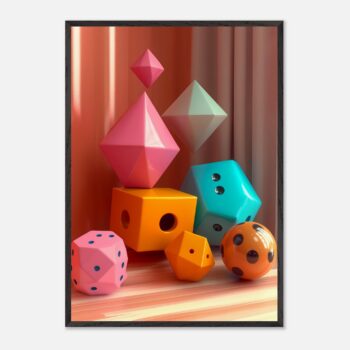 colorful geometric shapes nursery wall art with wooden frame