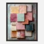 pastel geometric shapes nursery wall art with wooden frame