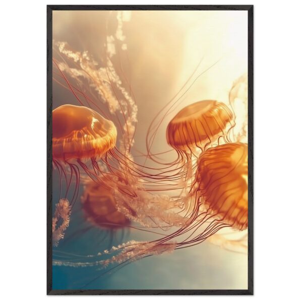 underwater jellyfish art with wooden frame