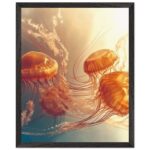 underwater jellyfish art with wooden frame