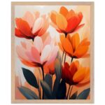 abstract floral nursery wall art with wooden frame